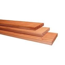 Douglas geprofileerd dekdeel, 1 zijde grof profiel, 1 zijde glad, 2,5 x 14,5 x 300 cm, onbehandeld.