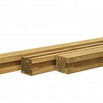 Grenen sleufpaal 8,8x8,8x270 cm, tbv 28 mm profielplanken, hoekpaal, groen geïmpregneerd