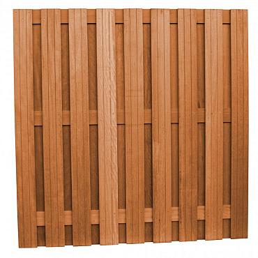 Hardhouten scherm 20-planks, recht verticaal, 180x180cm,  betonsysteem